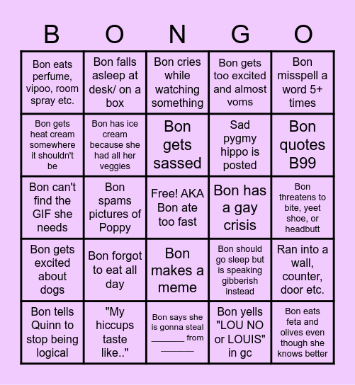 Bon Bingo Card