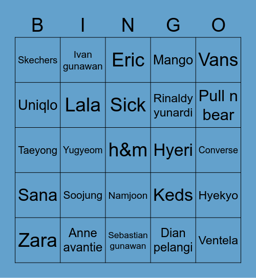 Hajoon Bingo Card
