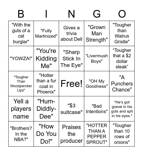 Eric Collins Bingo Card