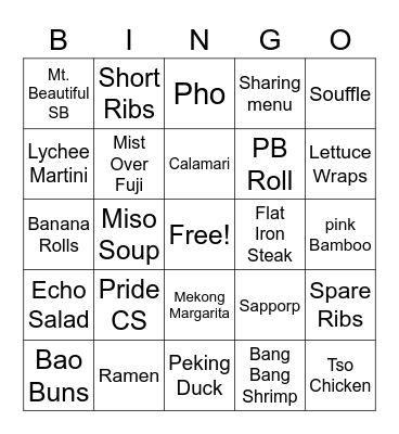 Echo Bingo Card