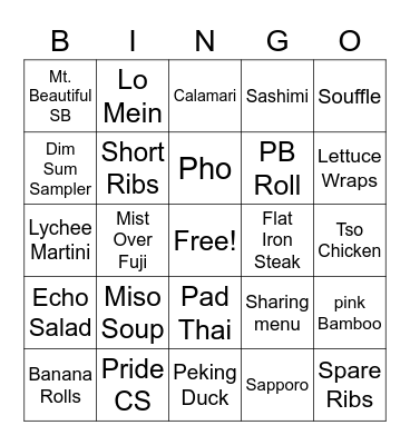 Echo Bingo Card