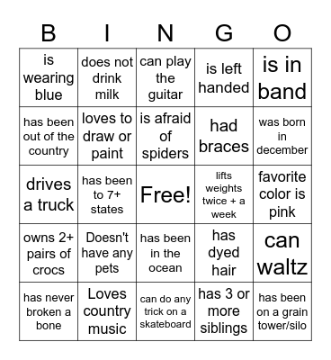Choir Family BINGO Card