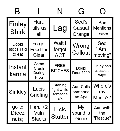 PRAYGE Bingo Card