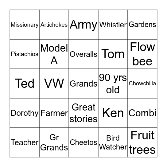 George's 90th birthday bingo Card