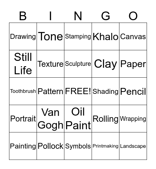 ART and ARTISTS Bingo Card