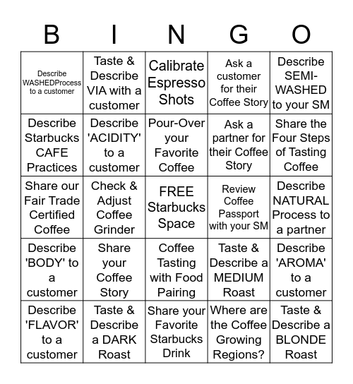 Taste, Talk & Recommend Bingo Card