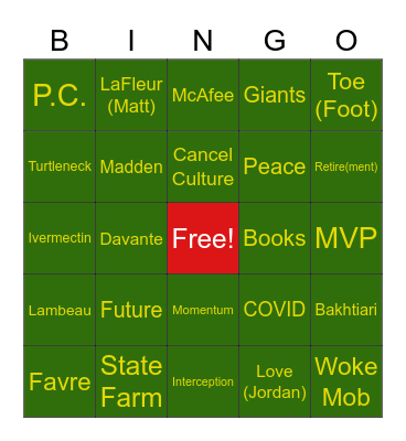 Manning Bingo Card