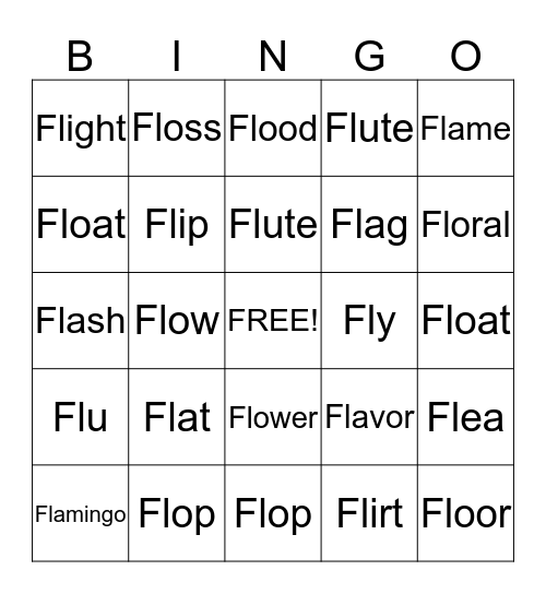 FL Word Bingo Card