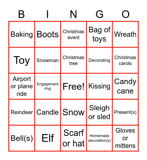 Christmas Movie Bingo Card