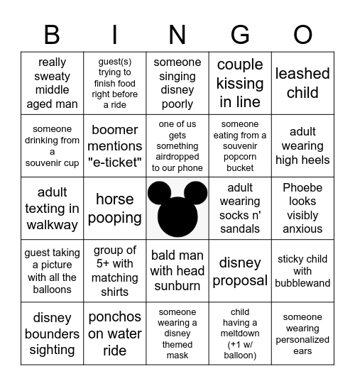 Disneyland Bingo 2022 Bingo Card