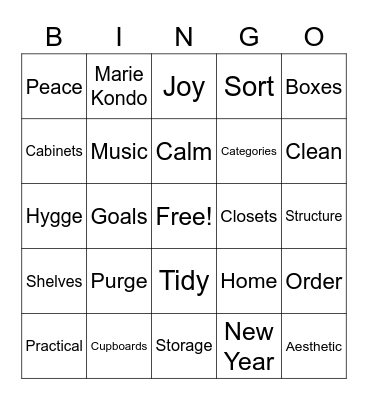 Let's Get Organized! Bingo Card