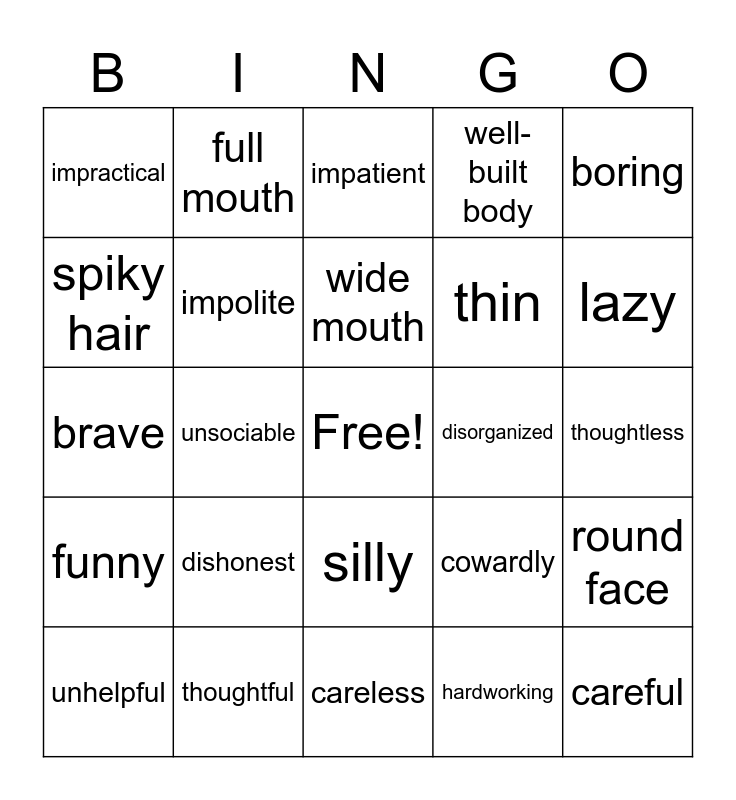 unit 3 Bingo Card