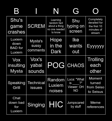 Luxiem Collab Bingo Card