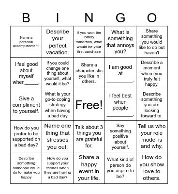 Get to Know You Bingo Card