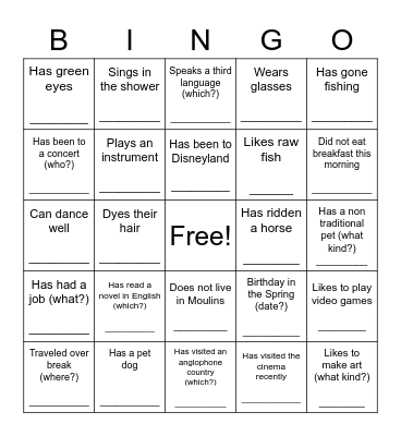 Find someone who... Bingo Card