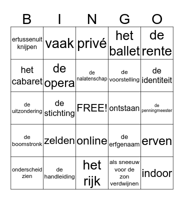 groep 5 juni '15 Bingo Card