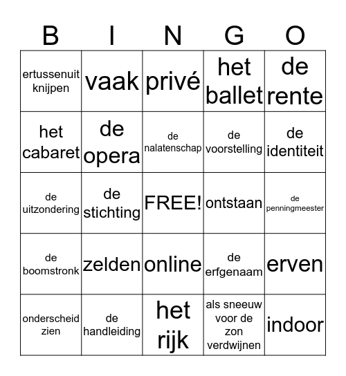 groep 5 juni '15 Bingo Card