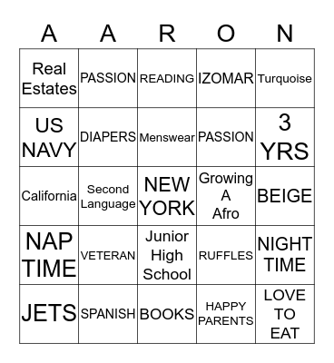 IZOMAR'S BABYSHOWER Bingo Card