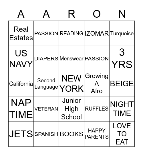 IZOMAR'S BABYSHOWER Bingo Card