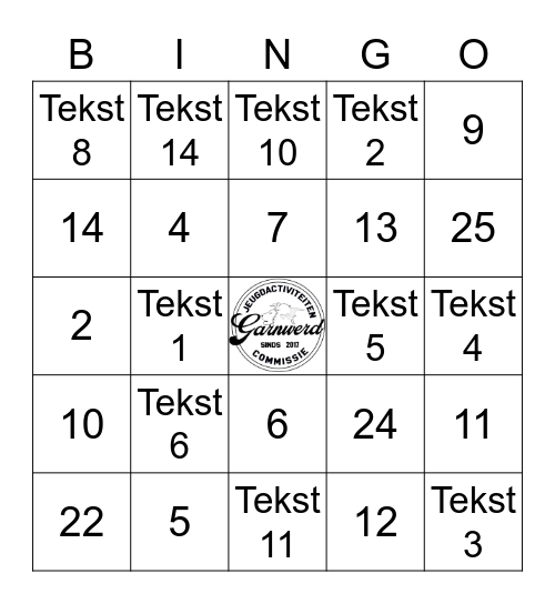 Bingo Jeugdactiviteiten Bingo Card