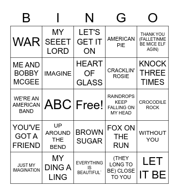 70'S #1'S Bingo Card