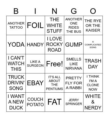 2-WEIRD AL Bingo Card