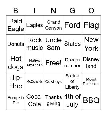 America Bingo Card