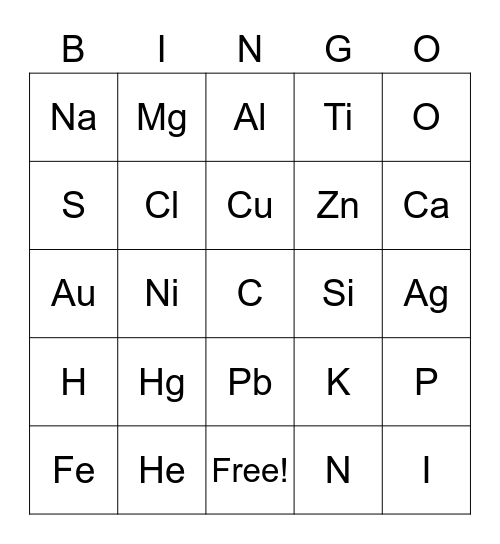 PTE #1 Bingo Card