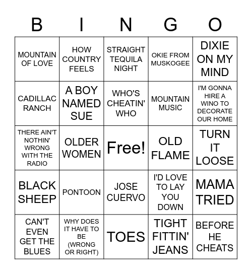 COUNTRY Cover All Beefs Bingo Card