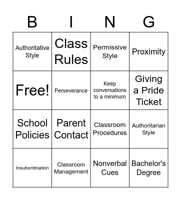 Effective Learning Environments Bingo Card