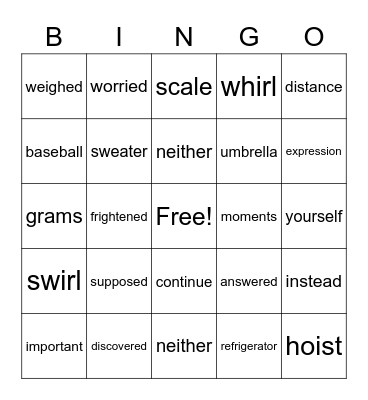 RM 2nd L31-35 Bingo Card