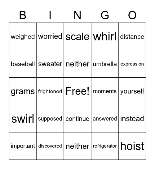 RM 2nd L31-35 Bingo Card
