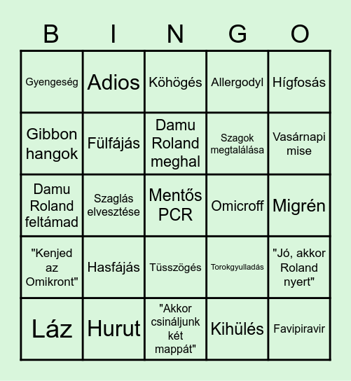 Omicron Tünet Bingo Card