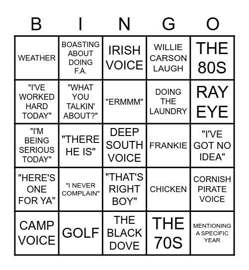 Bingo Raymondo Bingo Card