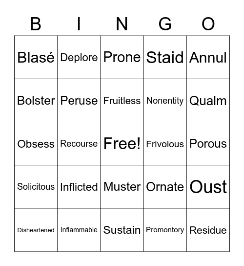 Unit 4C Bingo! Bingo Card