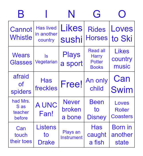 Get to Know Each Other BINGOR Bingo Card