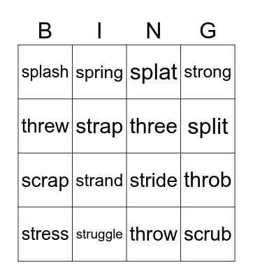 3 Letter Blends Bingo Card