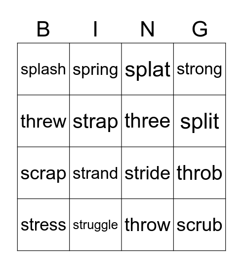 3 Letter Blends Bingo Card