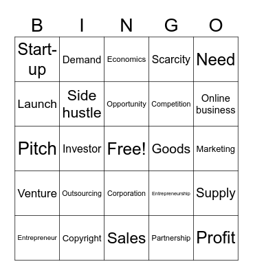 Entrepreneurship Bingo Card