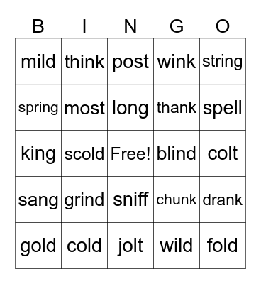 Glued Sounds - Long and Short Vowel Bingo Card