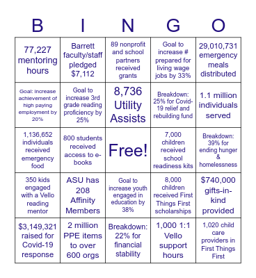 United Way Bingo Card
