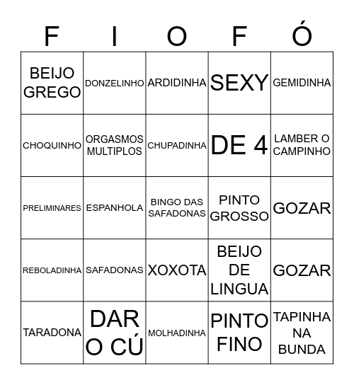 BINGO DAS SAFADONAS Bingo Card
