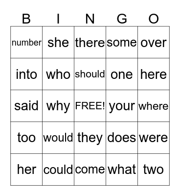 Fundations Bingo! Bingo Card