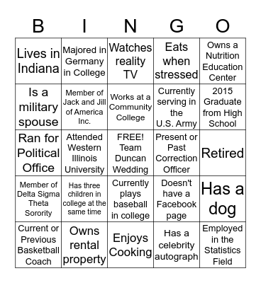 Wedding  Bingo Card