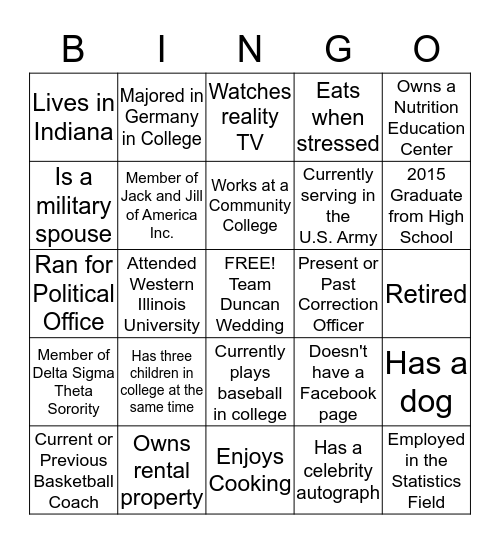 Wedding  Bingo Card