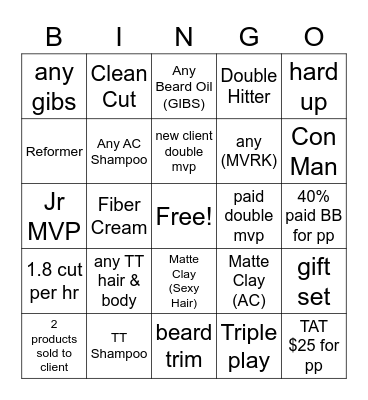 Sport Clips Bingo! Bingo Card