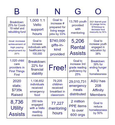 United Way Bingo Card