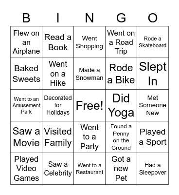 Break BINGO Card