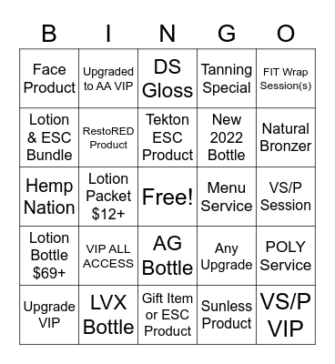 Image Sun 2022 Bingo Card
