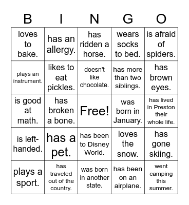 FIND SOMEONE WHO... Bingo Card